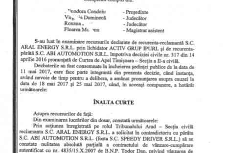 7969/108/2013 sedinta 25.05.2017 Hot ICCJ-ABI-ARAL