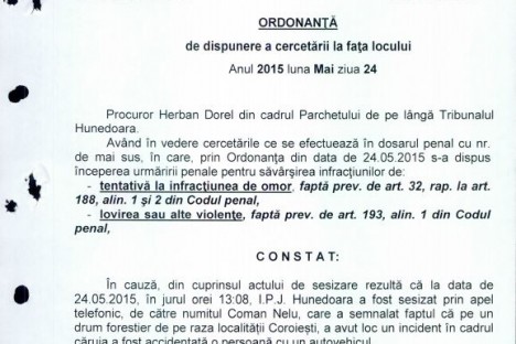 Ordonanta de dispunere a cercetarii la fata locului 24.05.2015