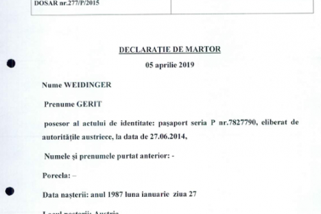 Declarație de martor Weidinger Gerit 05.04.2019