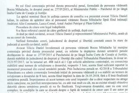 Sedinta camera de consiliu tribunal hunedoara 27.07.2018