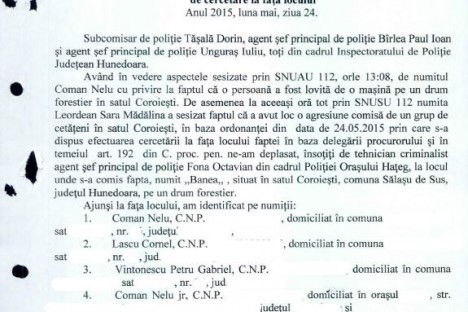 Proces Verbal de cercetare la fata locului 24.05.2015