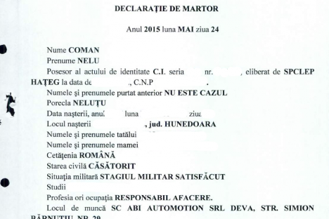Declaratie martor Coman Nelu 24.05.2015 Din pozitia in care ma aflam