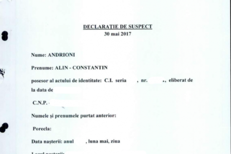 Declarații suspect Andrioni 30.05.2017 și 08.08.2018