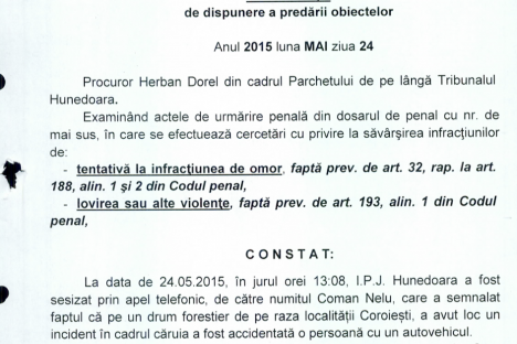 Ordonanta de dispunere a predarii obiectelor 24.05.2015